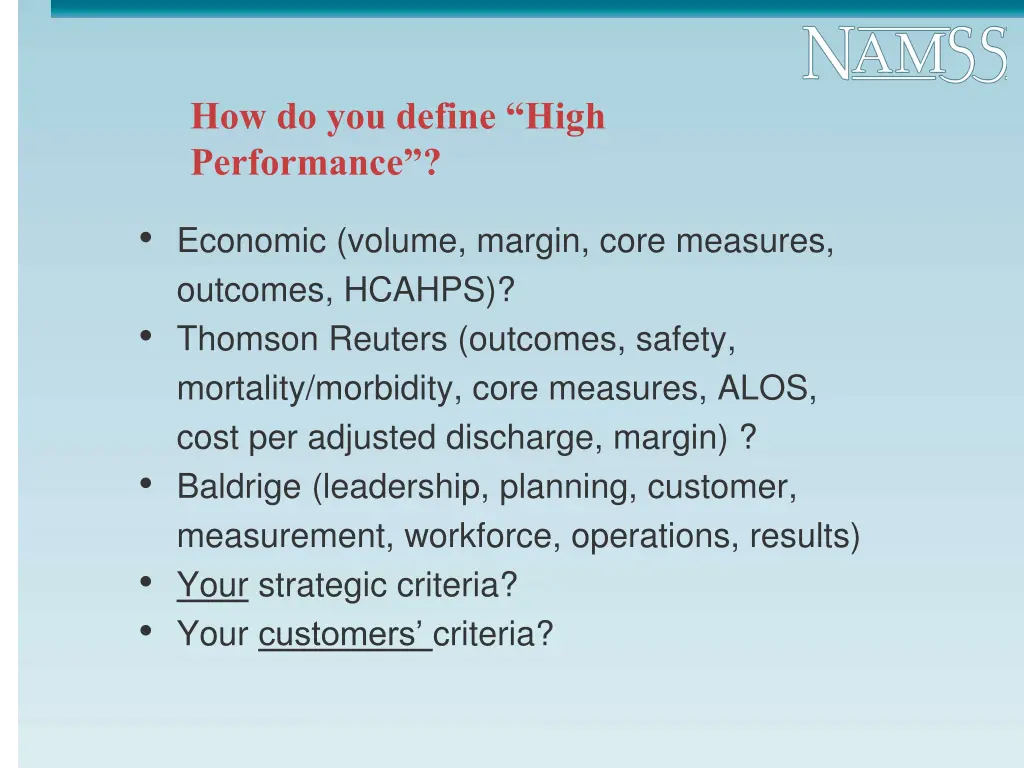 how do you define high performance