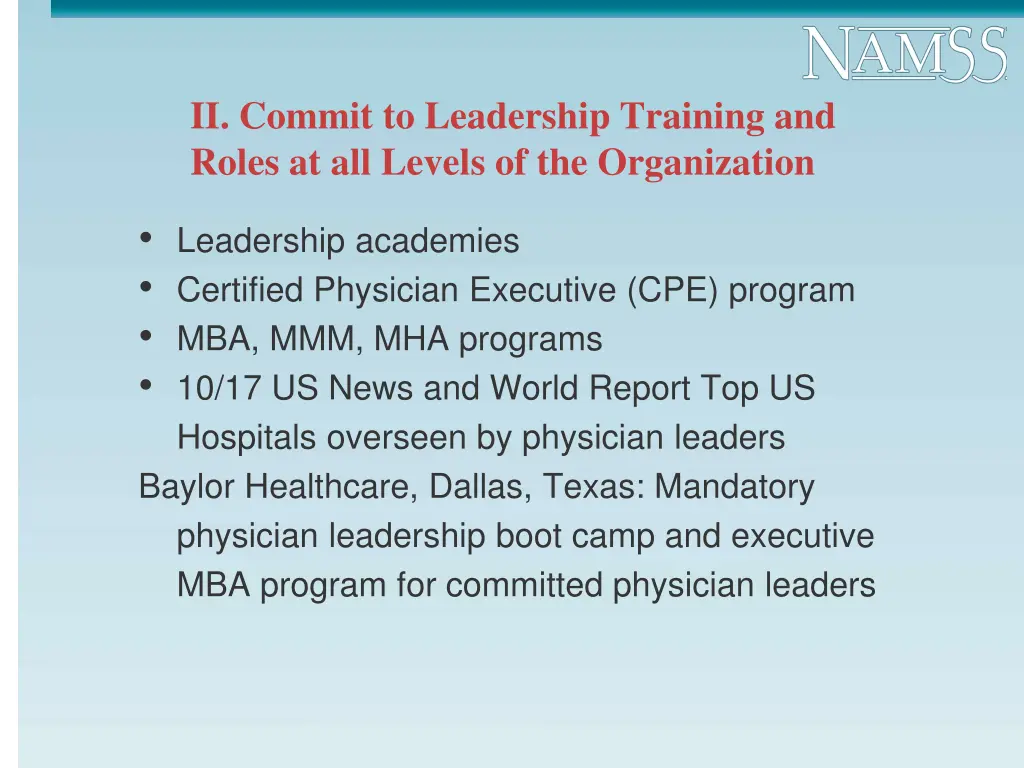 ii commit to leadership training and roles