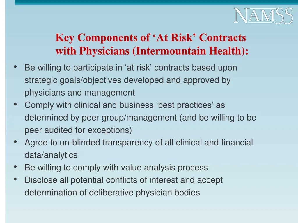 key components of at risk contracts with