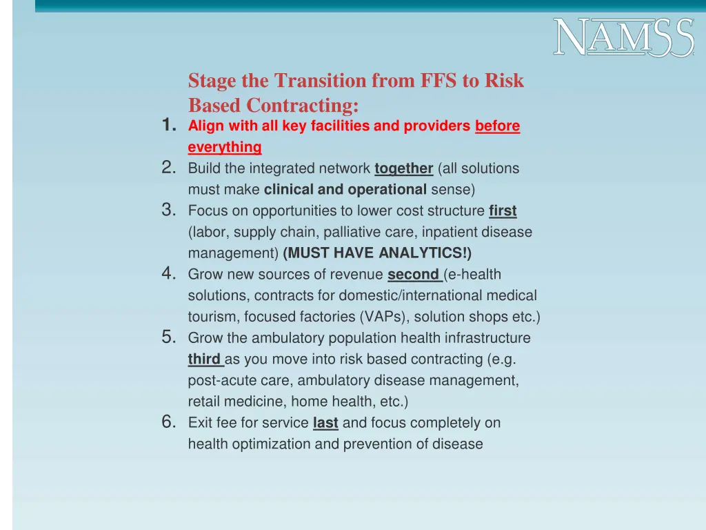 stage the transition from ffs to risk based