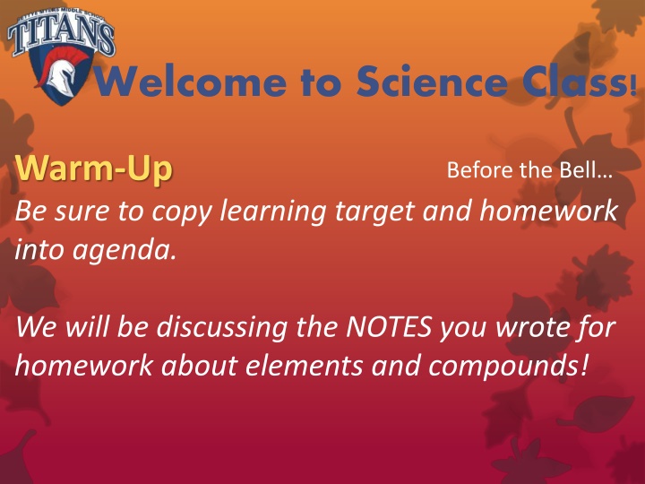 welcome to science class