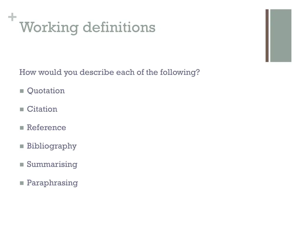 working definitions