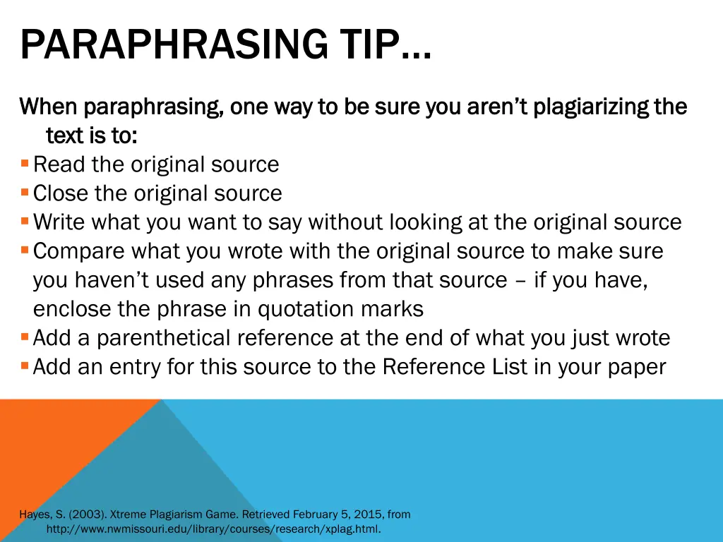 paraphrasing tip
