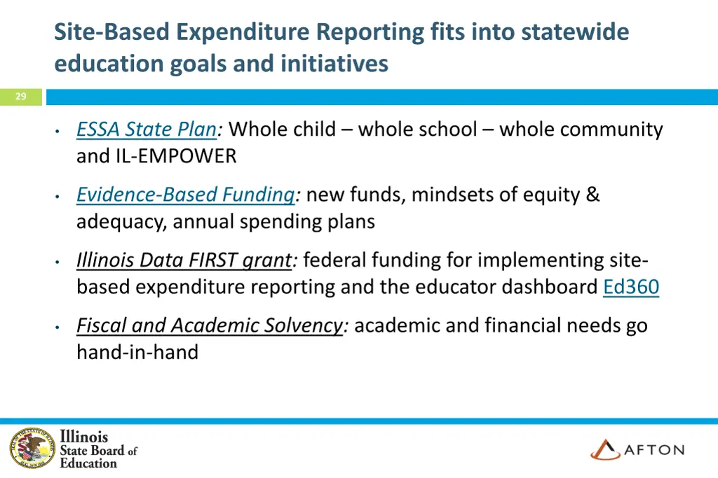 site based expenditure reporting fits into