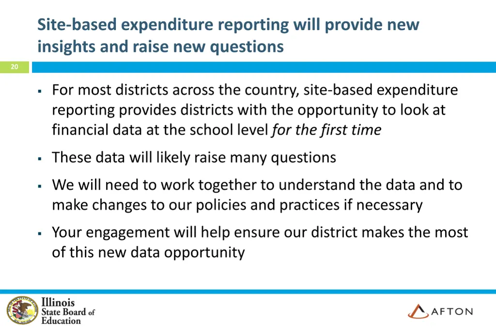 site based expenditure reporting will provide 1