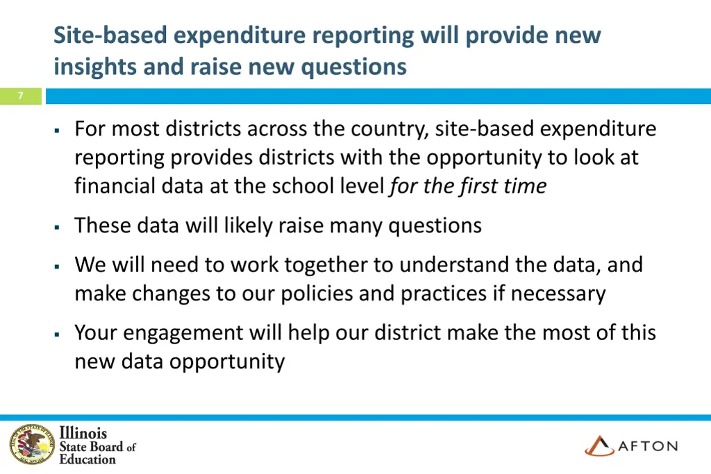 site based expenditure reporting will provide