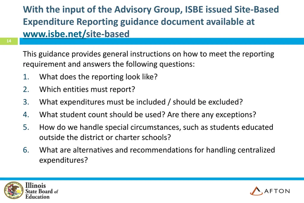 with the input of the advisory group isbe issued