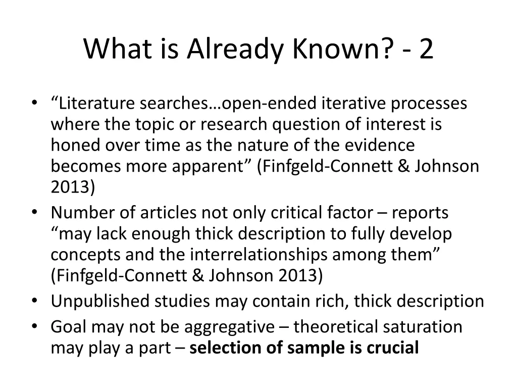 what is already known 2