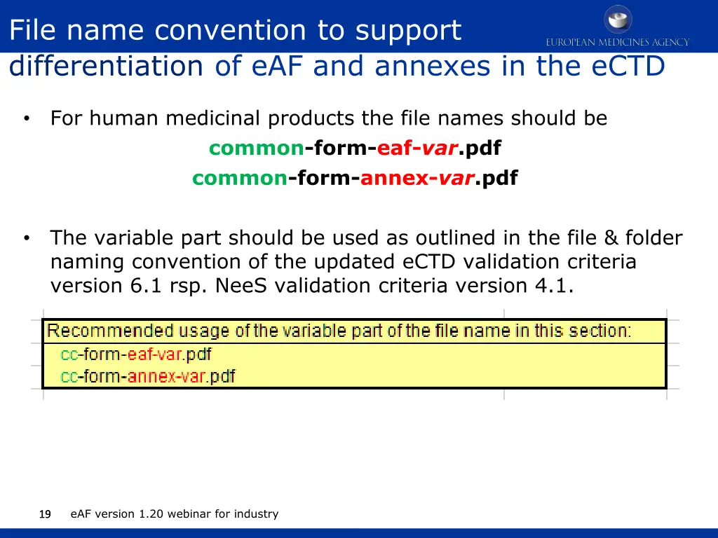 file name convention to support differentiation