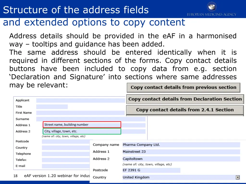 structure of the address fields and extended