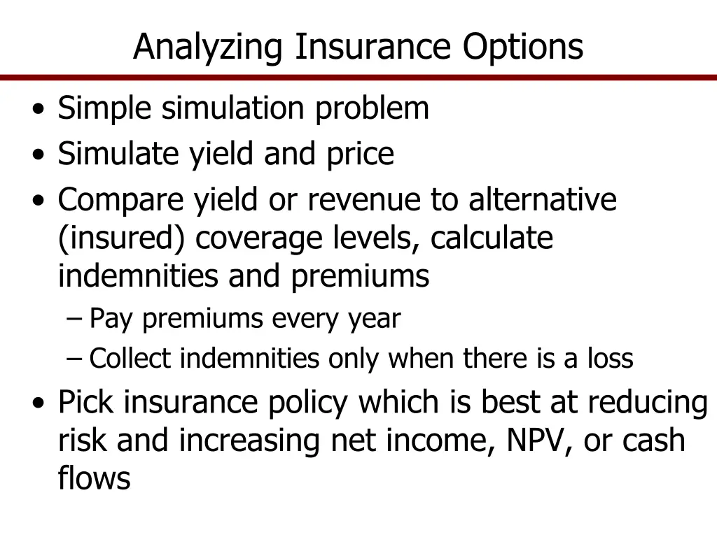 analyzing insurance options