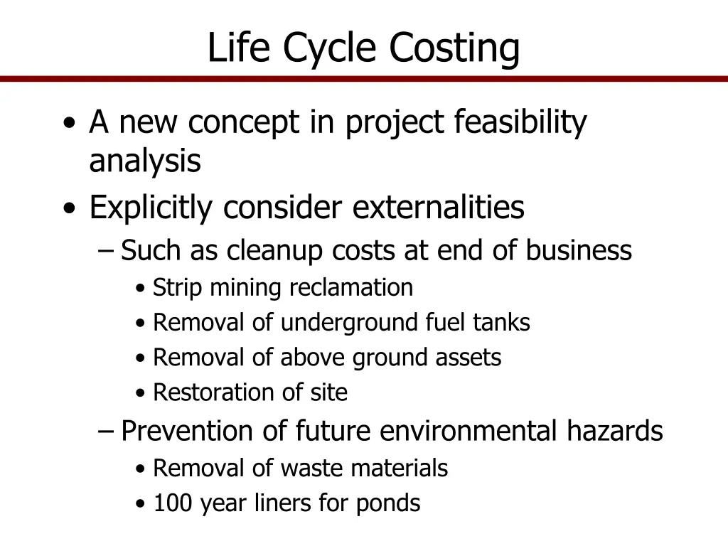 life cycle costing