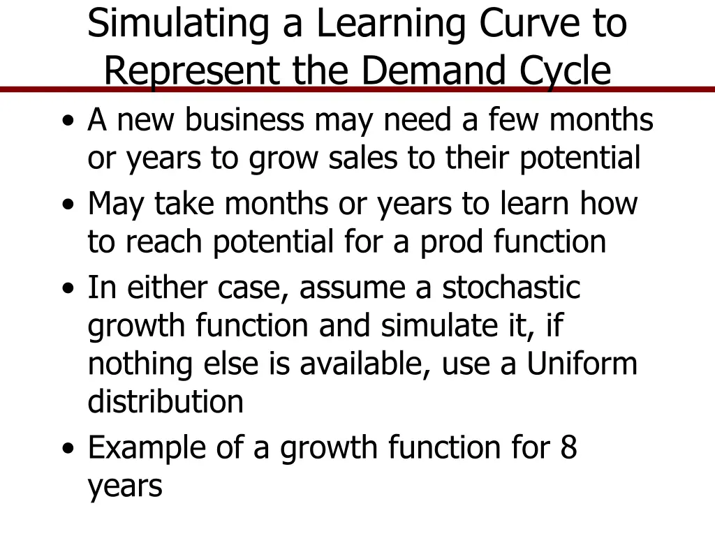 simulating a learning curve to represent