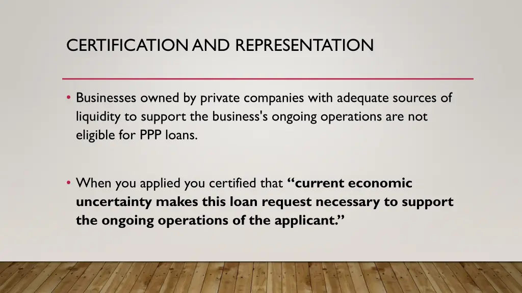 certification and representation