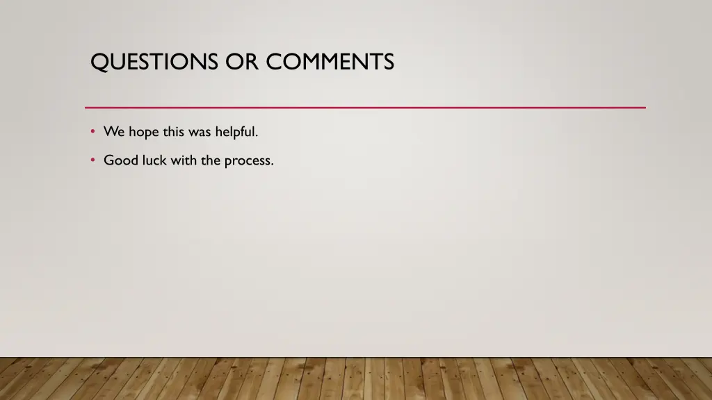 questions or comments