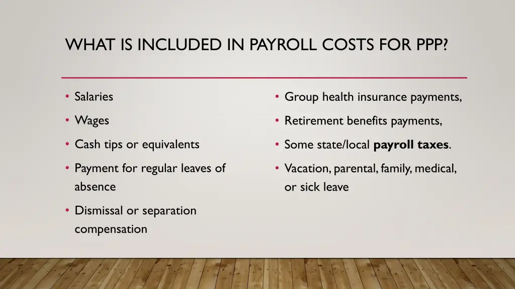 what is included in payroll costs for ppp