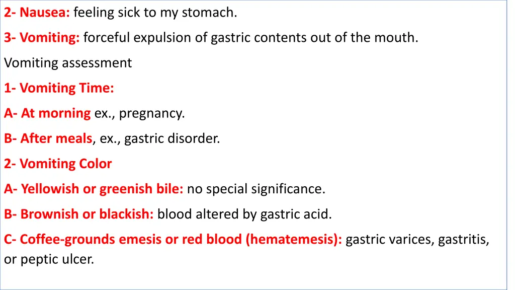 2 nausea feeling sick to my stomach