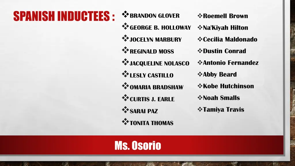 spanish inductees brandon glover