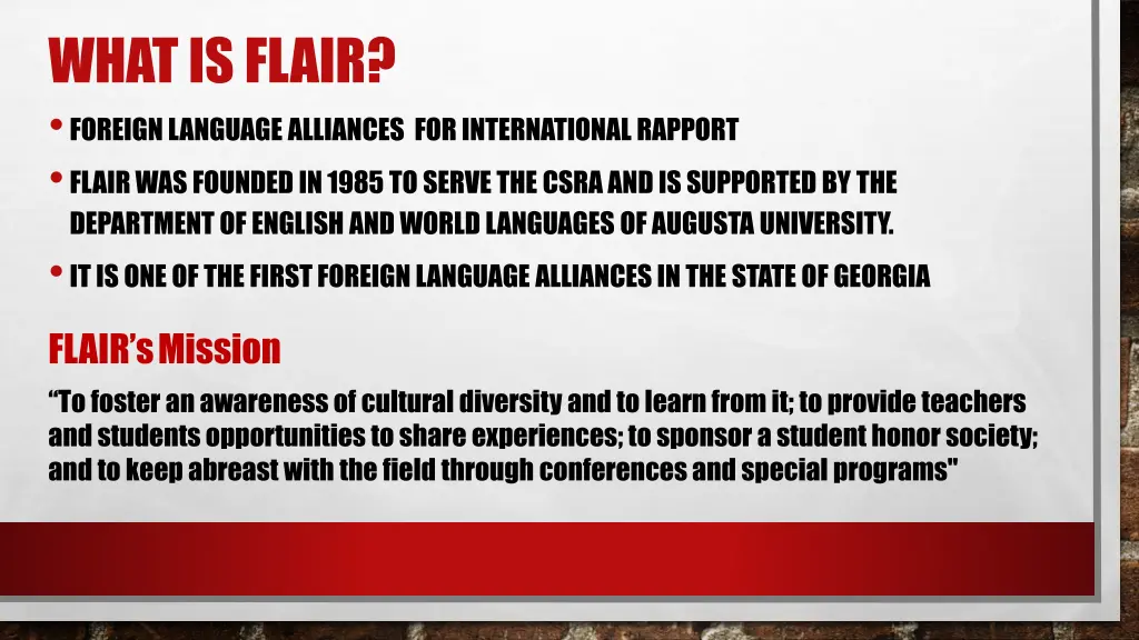 what is flair foreign language alliances