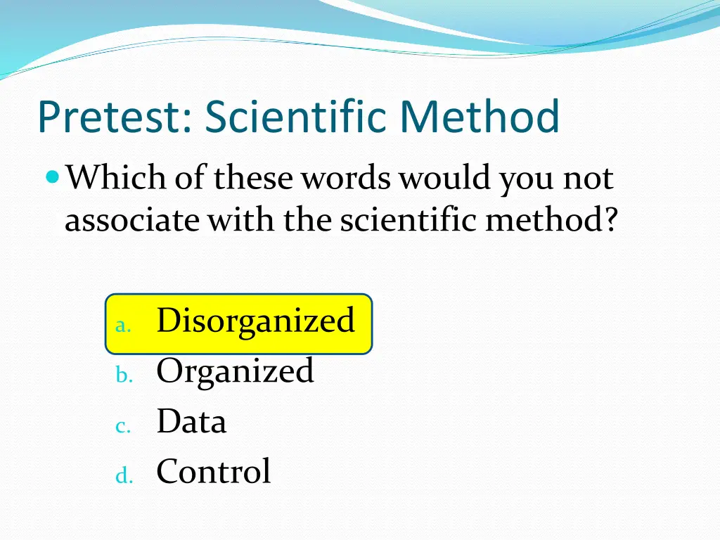 pretest scientific method which of these words 1