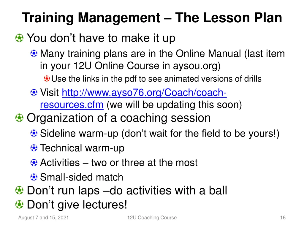 training management the lesson plan