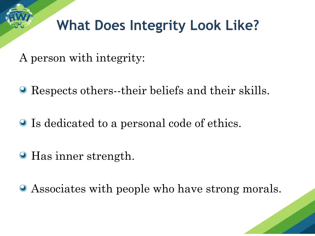 what does integrity look like 1