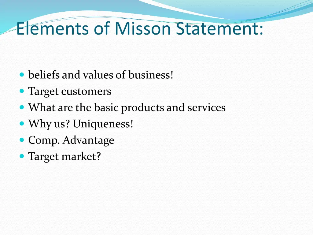 elements of misson statement
