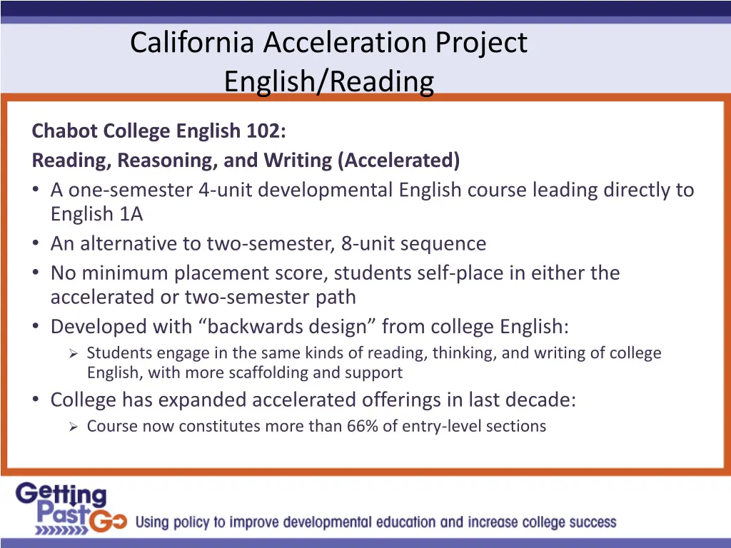 california acceleration project english reading