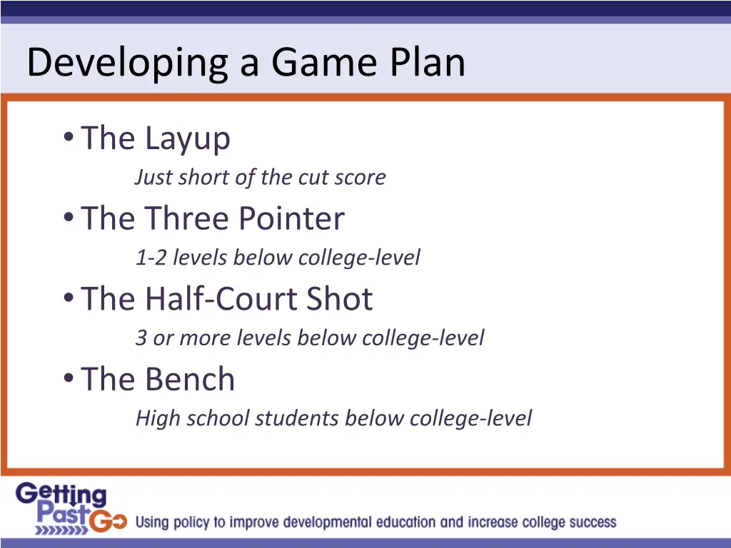 developing a game plan