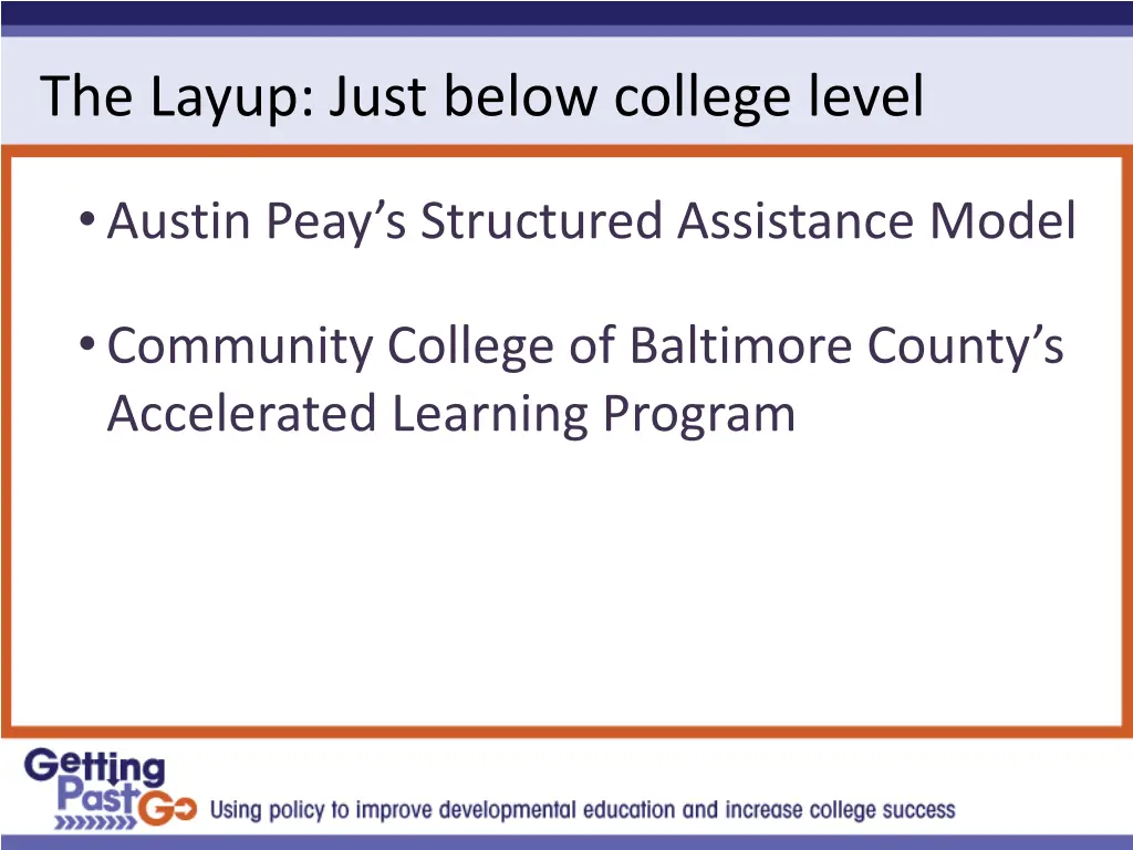 the layup just below college level