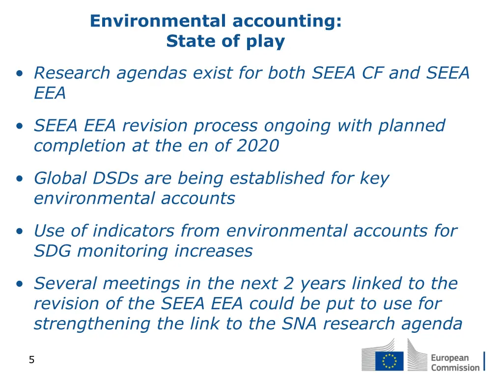 environmental accounting state of play