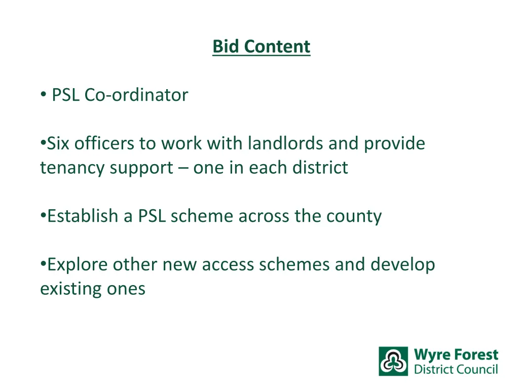 bid content