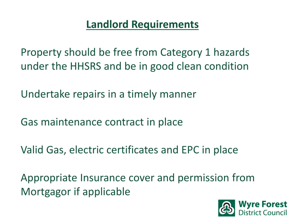 landlord requirements