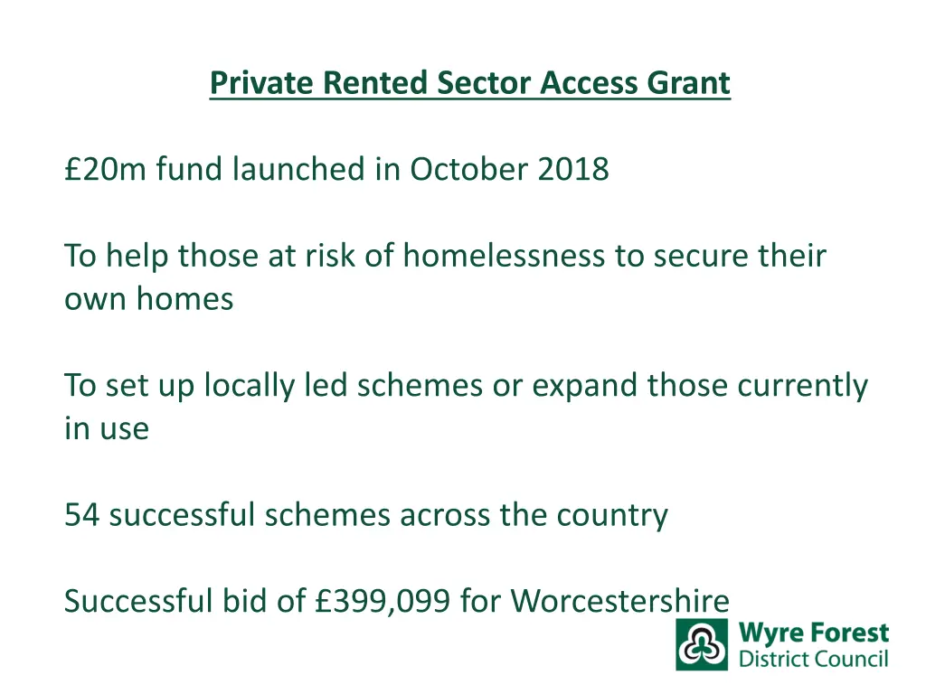 private rented sector access grant