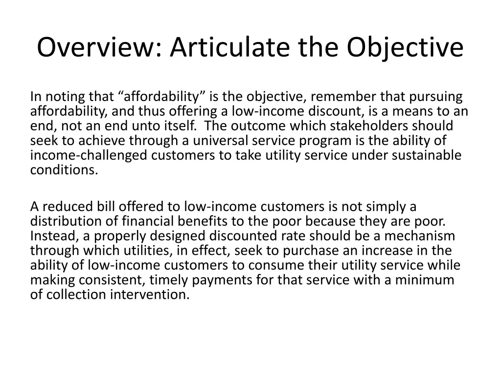 overview articulate the objective
