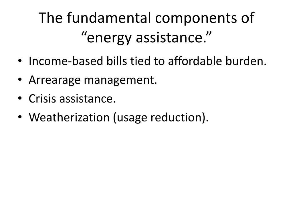 the fundamental components of energy assistance