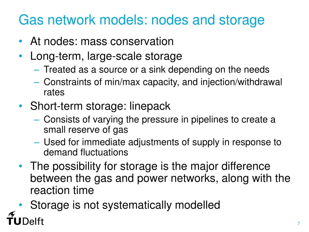 gas network models nodes and storage