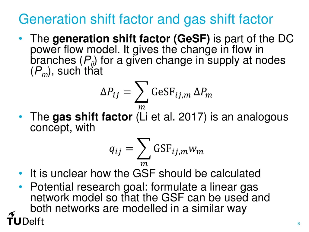 generation shift factor and gas shift factor