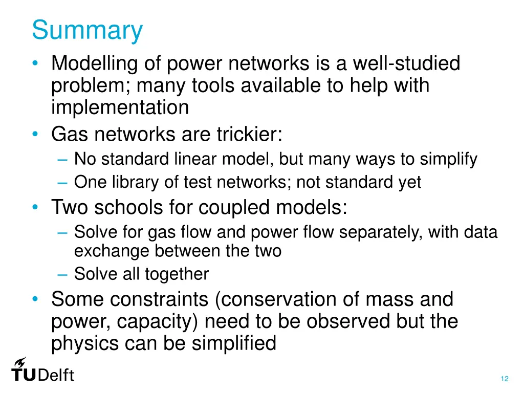 summary modelling of power networks is a well