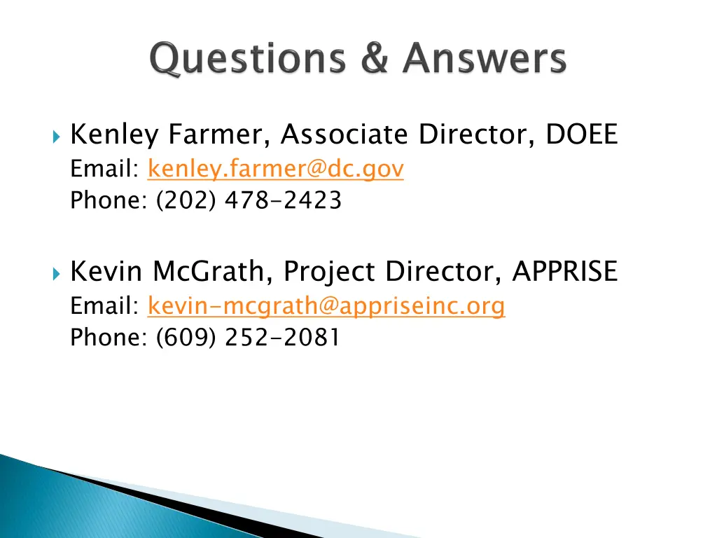 kenley farmer associate director doee email