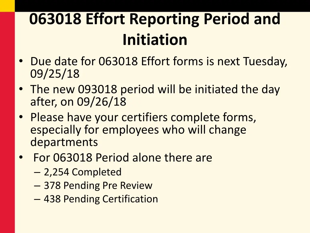 063018 effort reporting period and initiation