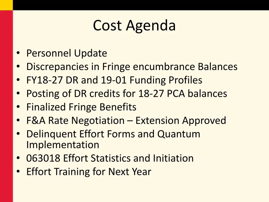 cost agenda
