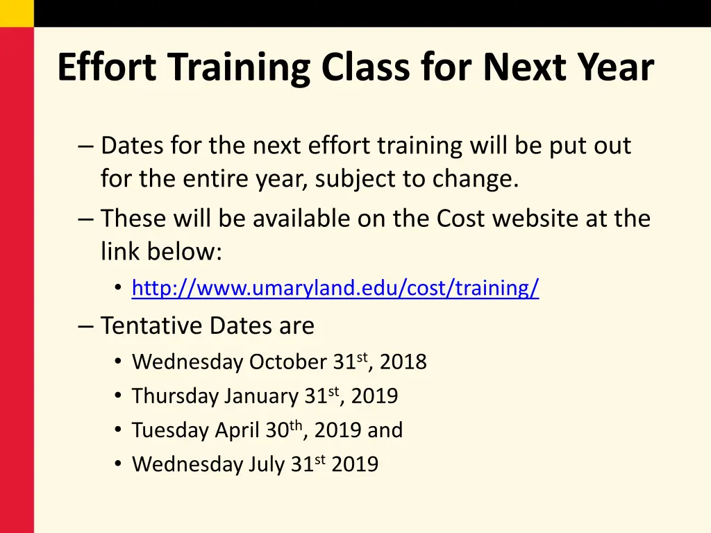 effort training class for next year
