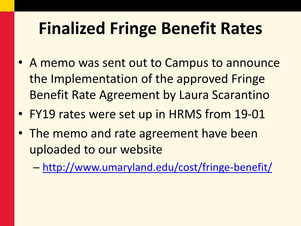 finalized fringe benefit rates
