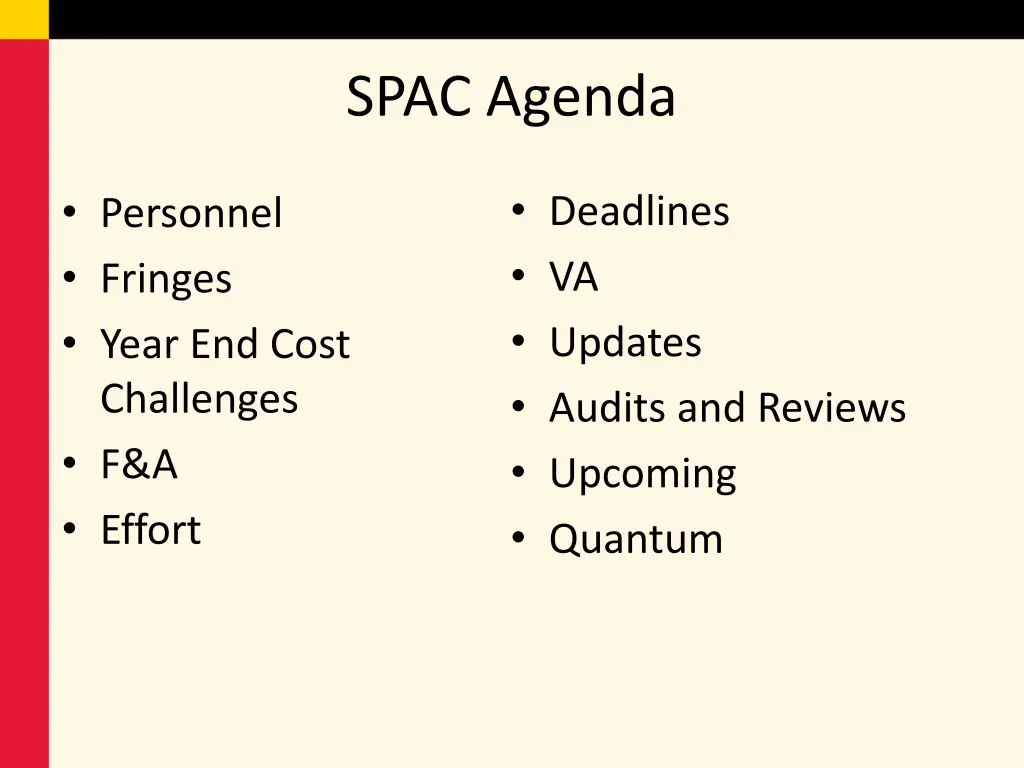 spac agenda