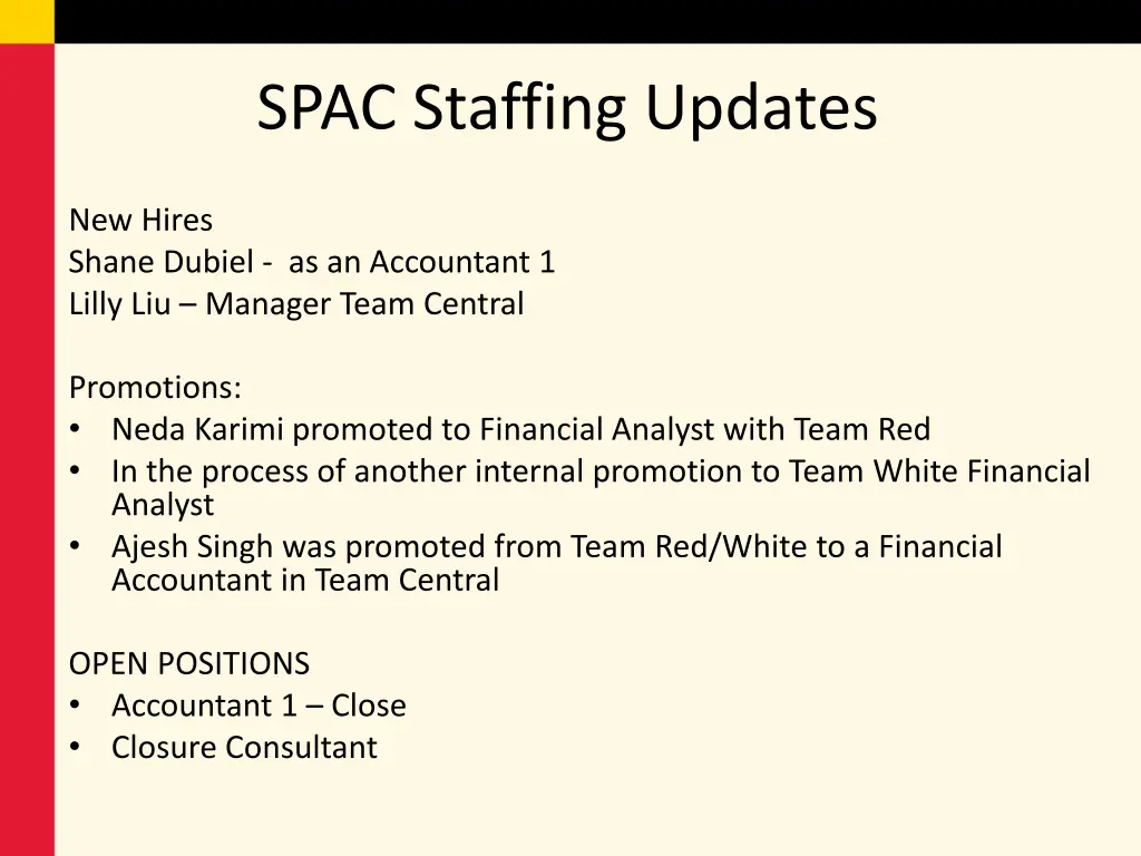 spac staffing updates