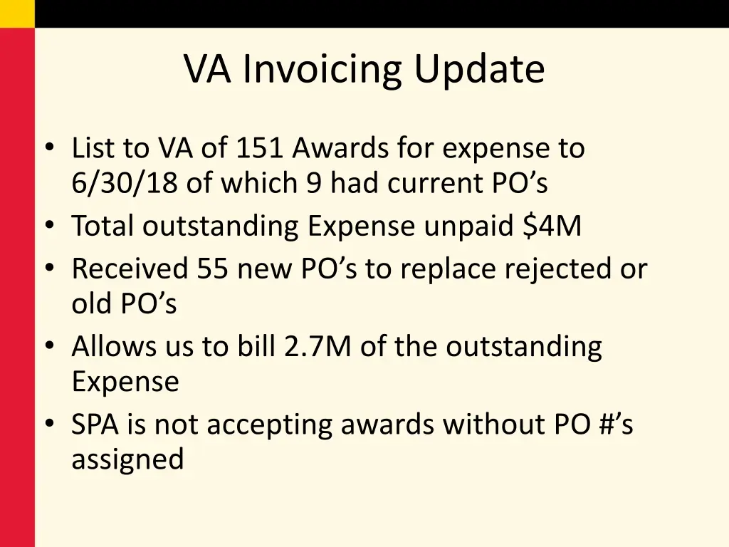 va invoicing update