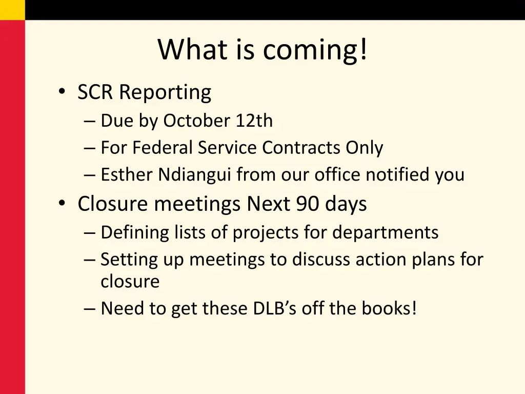 what is coming scr reporting due by october 12th