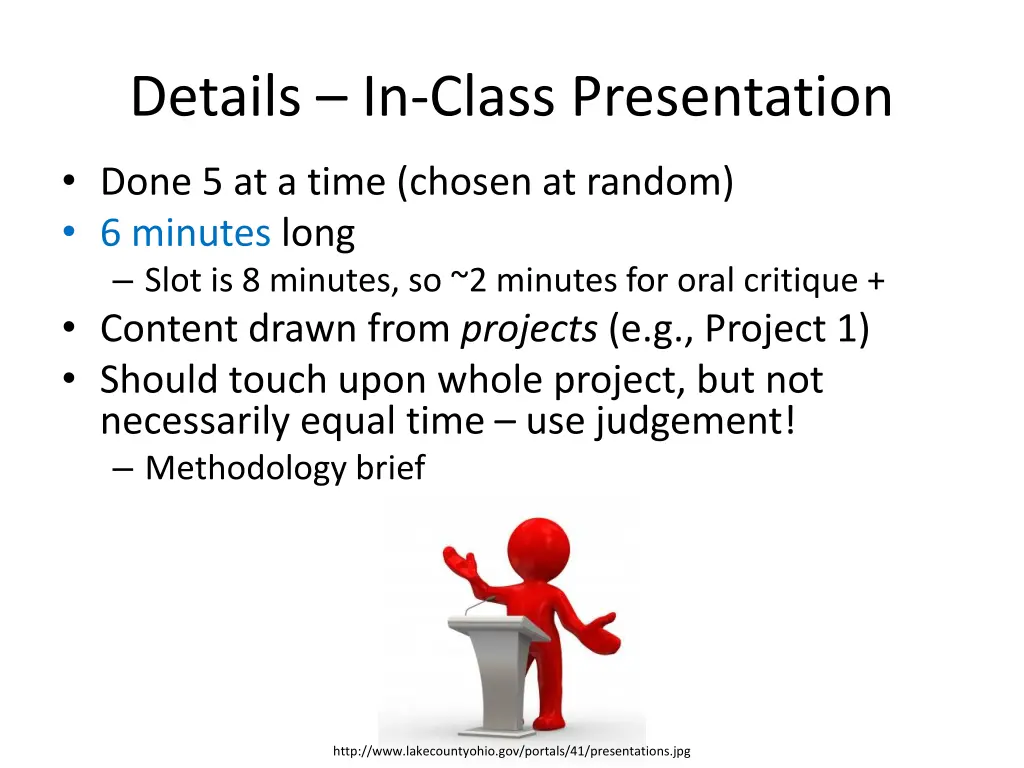 details in class presentation