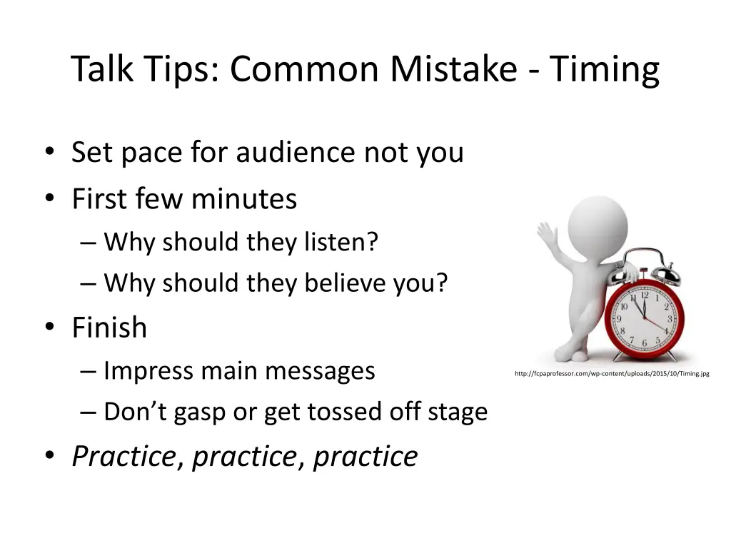 talk tips common mistake timing